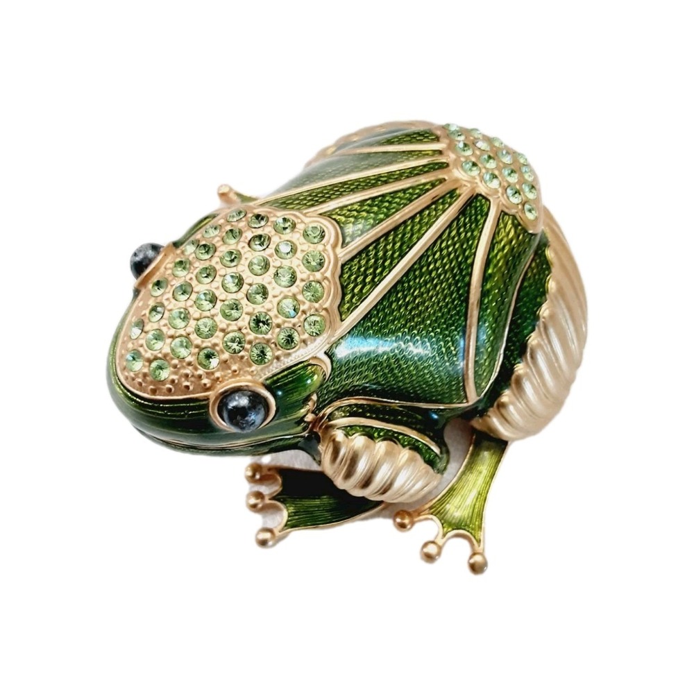 Edgar Berebi Frog Limited Edition Jewelry Trinket Box Green Bejeweled Enamel